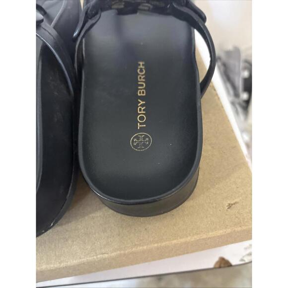 Tory Burch Miller Cloud Leather Sandal BLACK US 5 AUTHENTIC - Picture 4 of 16